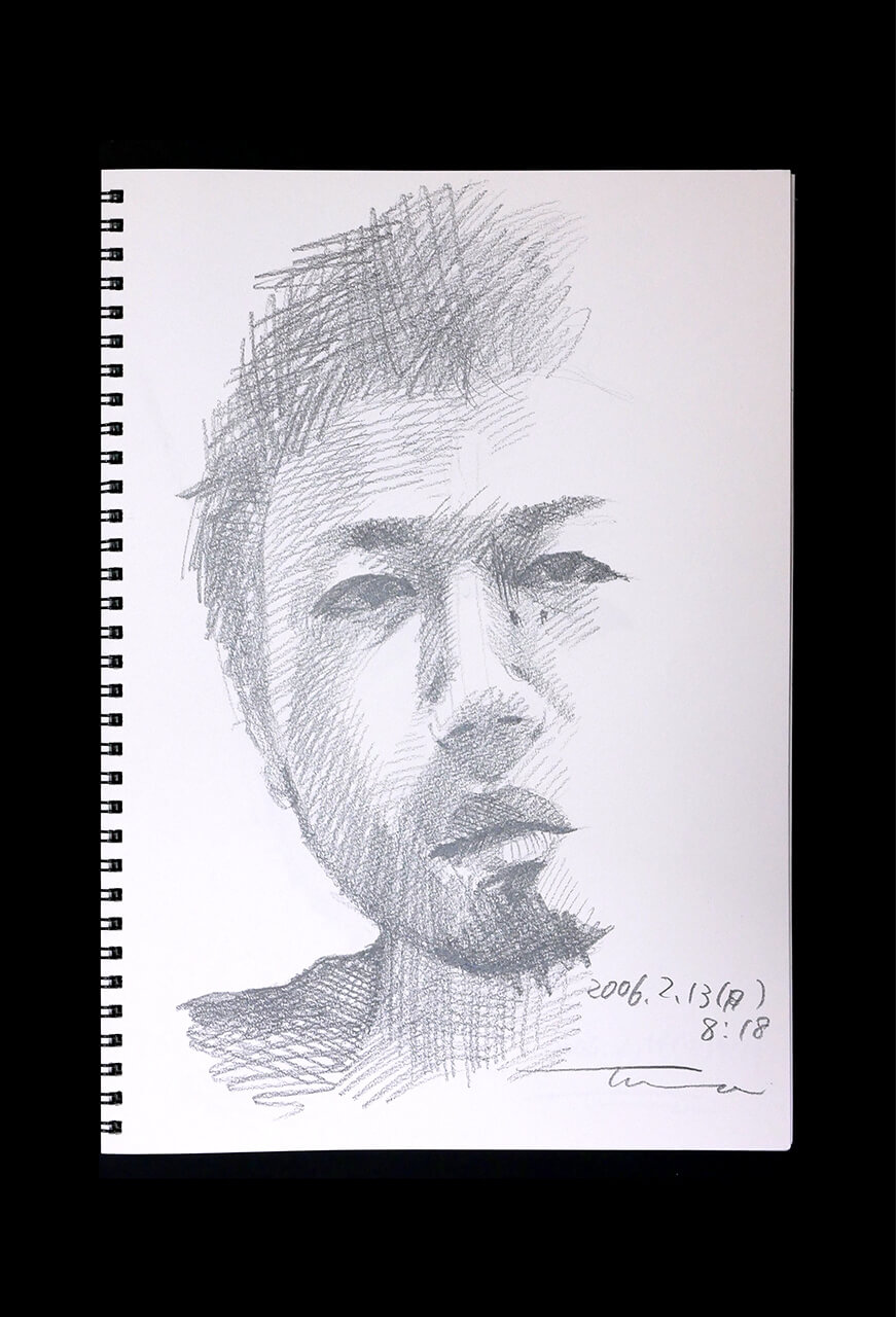 Contemporary artist SHINTAKU Tomoni's 2006/2/13 Self-portrait or pencil drawing