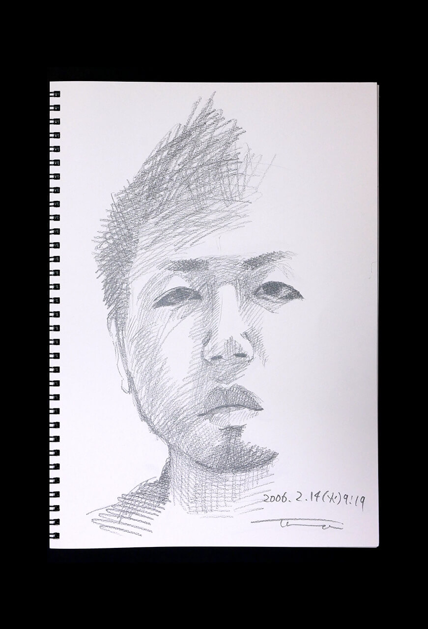Contemporary artist SHINTAKU Tomoni's 2006/2/14 Self-portrait or pencil drawing