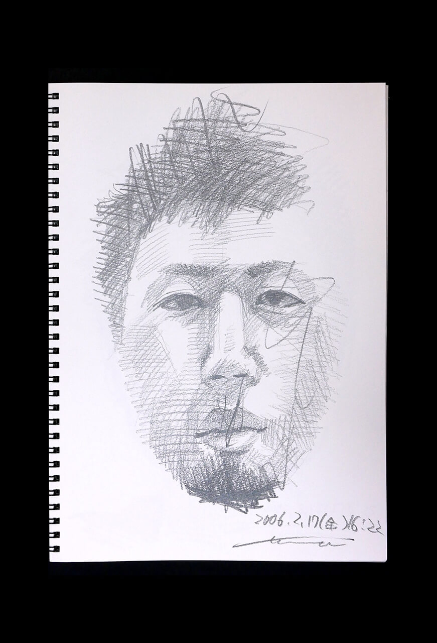 Contemporary artist SHINTAKU Tomoni's 2006/2/17 Self-portrait or pencil drawing