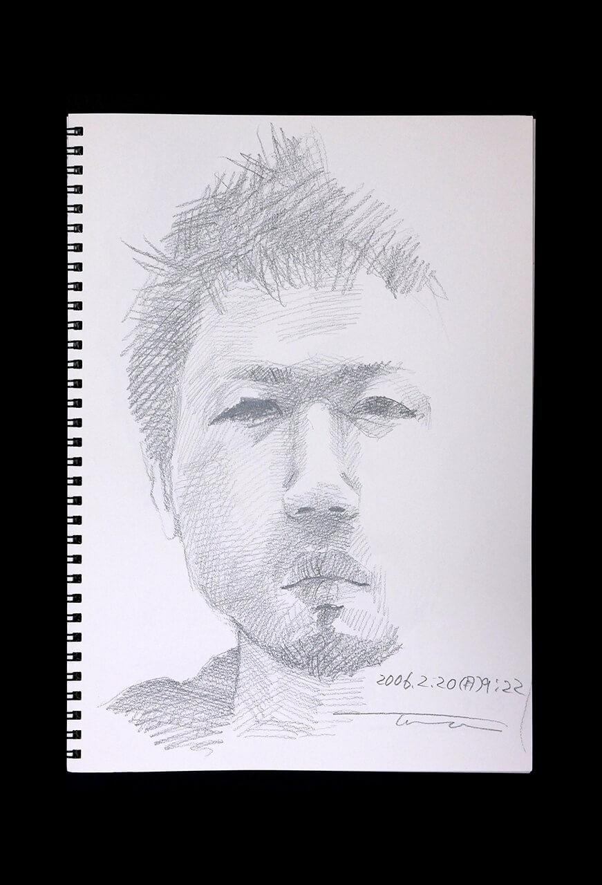 Contemporary artist SHINTAKU Tomoni's 2006/2/20 Self-portrait or pencil drawing
