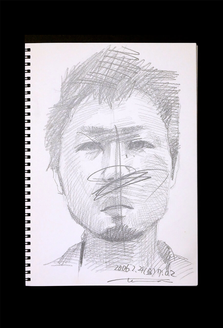 Contemporary artist SHINTAKU Tomoni's 2006/2/24 Self-portrait or pencil drawing