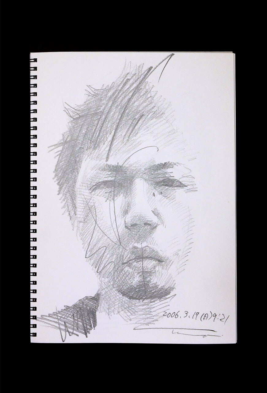 Contemporary artist SHINTAKU Tomoni's 2006/3/19 Self-portrait or pencil drawing