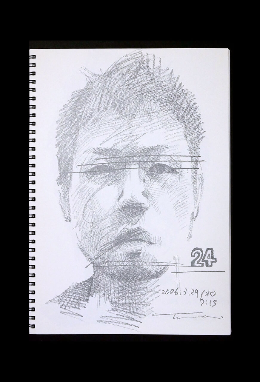 Contemporary artist SHINTAKU Tomoni's 2006/3/29 Self-portrait or pencil drawing