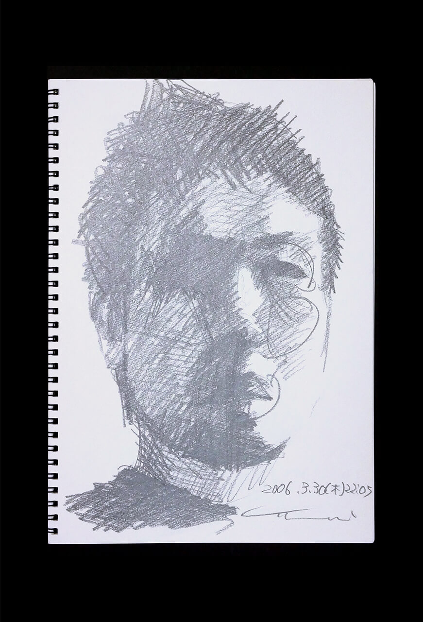 Contemporary artist SHINTAKU Tomoni's 2006/3/30 Self-portrait or pencil drawing