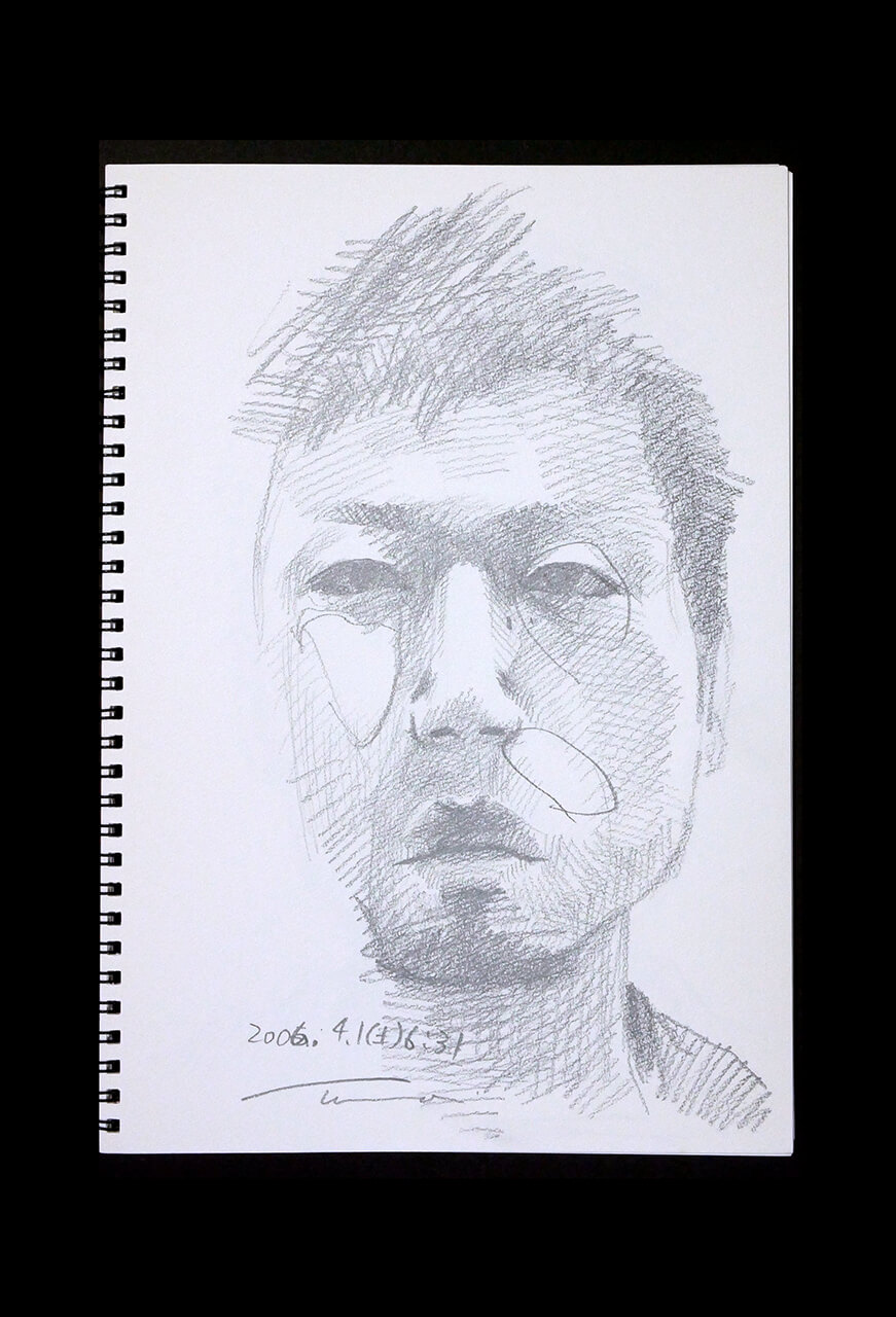 Contemporary artist SHINTAKU Tomoni's 2006/4/1 Self-portrait or pencil drawing