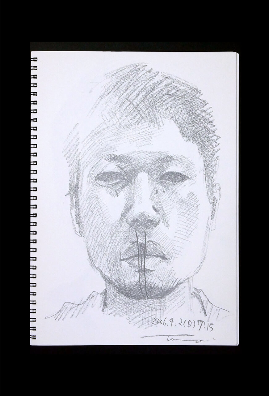 Contemporary artist SHINTAKU Tomoni's 2006/4/2 Self-portrait or pencil drawing