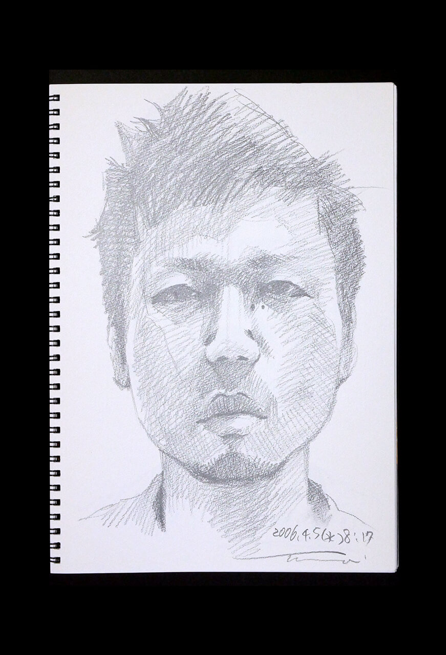 Contemporary artist SHINTAKU Tomoni's 2006/4/5 Self-portrait or pencil drawing