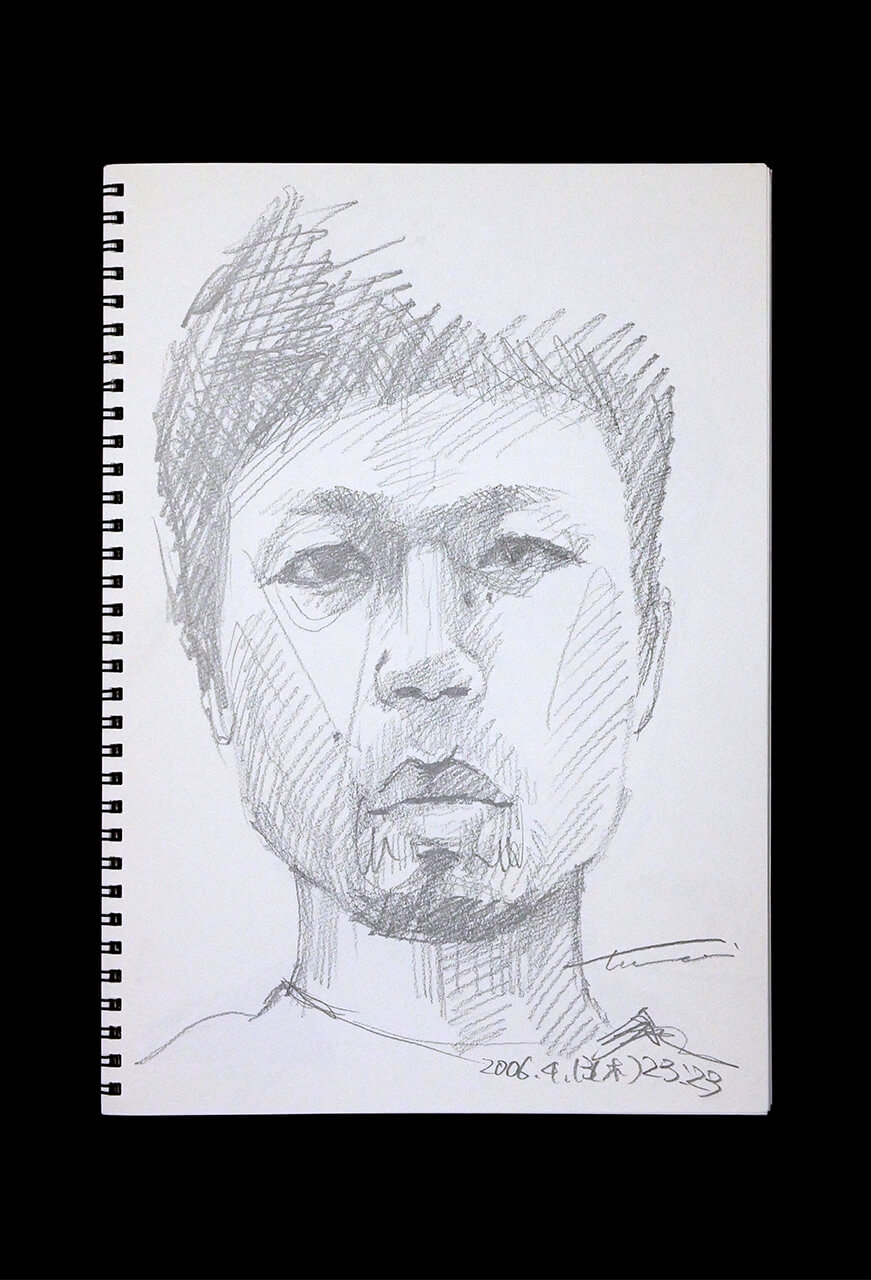 Contemporary artist SHINTAKU Tomoni's 2006/4/13 Self-portrait or pencil drawing
