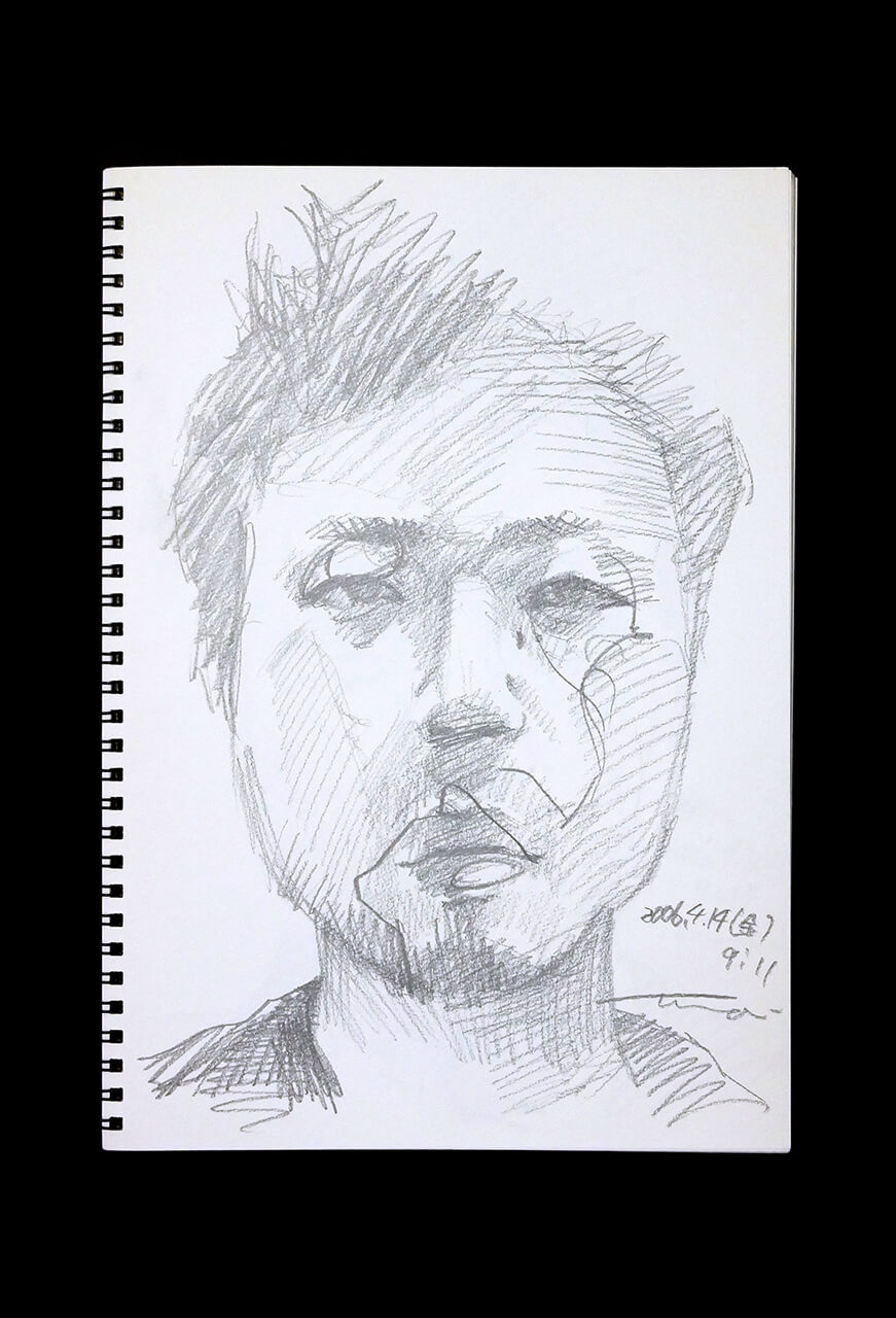 Contemporary artist SHINTAKU Tomoni's 2006/4/14 Self-portrait or pencil drawing