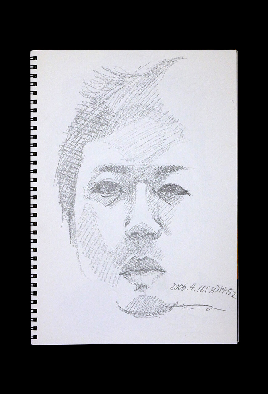 Contemporary artist SHINTAKU Tomoni's 2006/4/16 Self-portrait or pencil drawing
