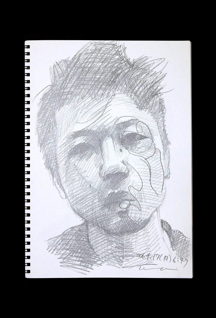 Contemporary artist SHINTAKU Tomoni's 2006/4/17 Self-portrait or pencil drawing