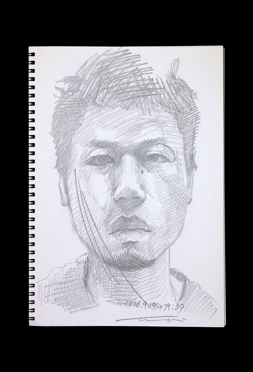Contemporary artist SHINTAKU Tomoni's 2006/4/19 Self-portrait or pencil drawing
