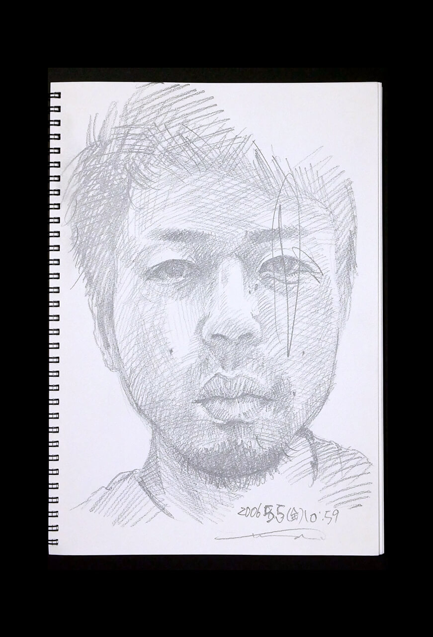 Contemporary artist SHINTAKU Tomoni's 2006/5/5 Self-portrait or pencil drawing