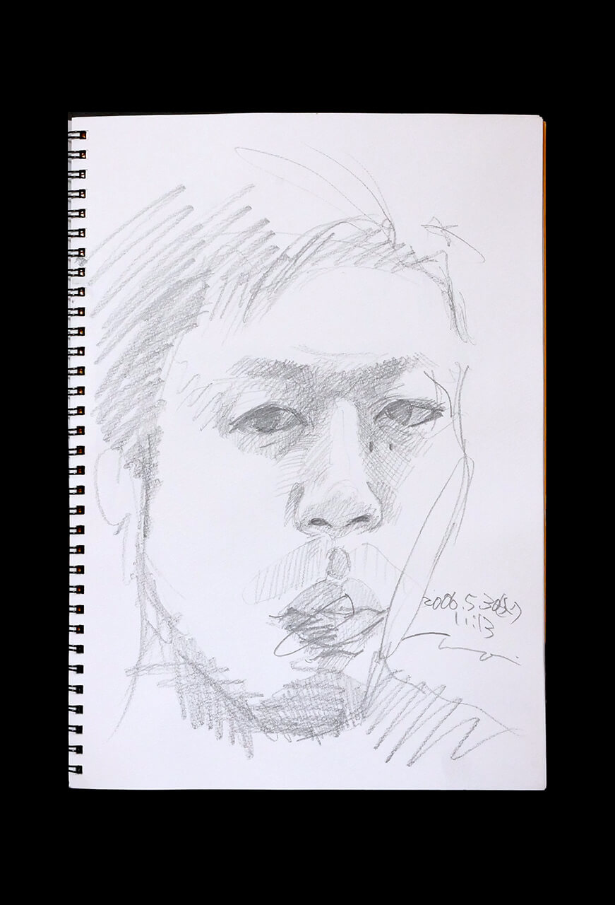 Contemporary artist SHINTAKU Tomoni's 2006/5/30 Self-portrait or pencil drawing