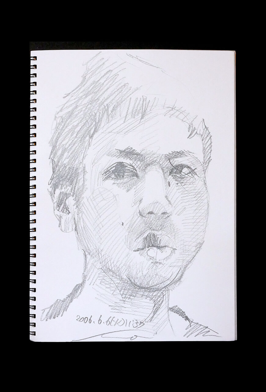 Contemporary artist SHINTAKU Tomoni's 2006/6/6 Self-portrait or pencil drawing