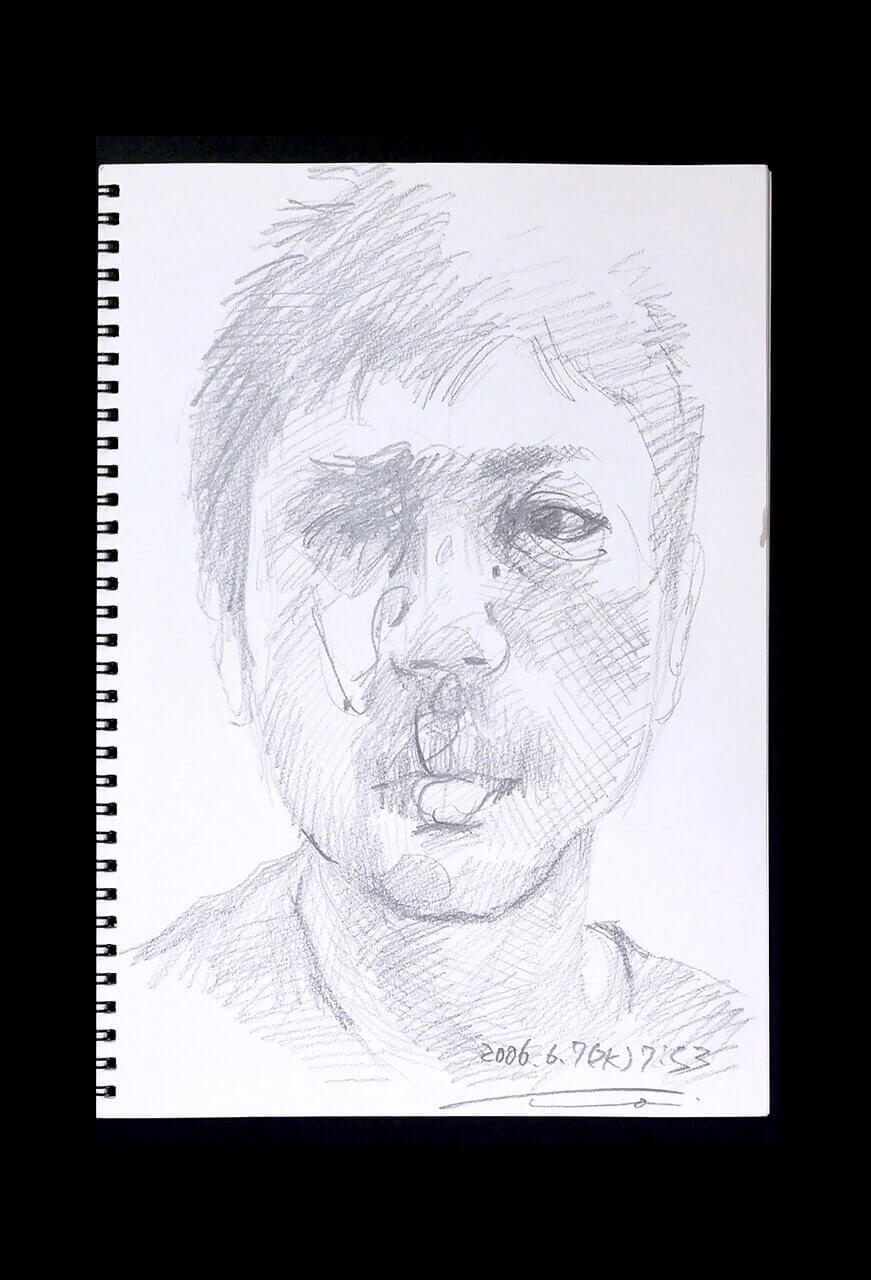 Contemporary artist SHINTAKU Tomoni's 2006/6/7 Self-portrait or pencil drawing