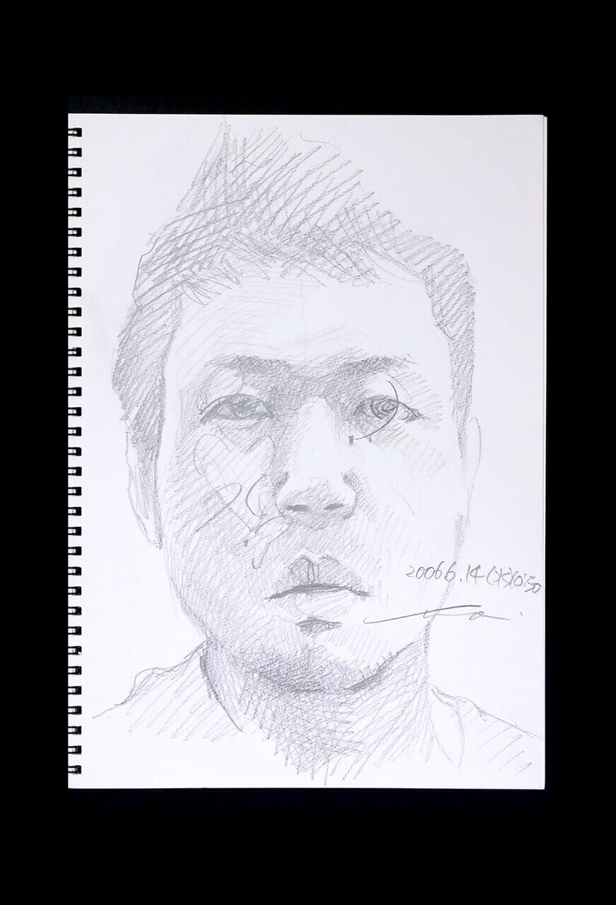 Contemporary artist SHINTAKU Tomoni's 2006/6/14 Self-portrait or pencil drawing