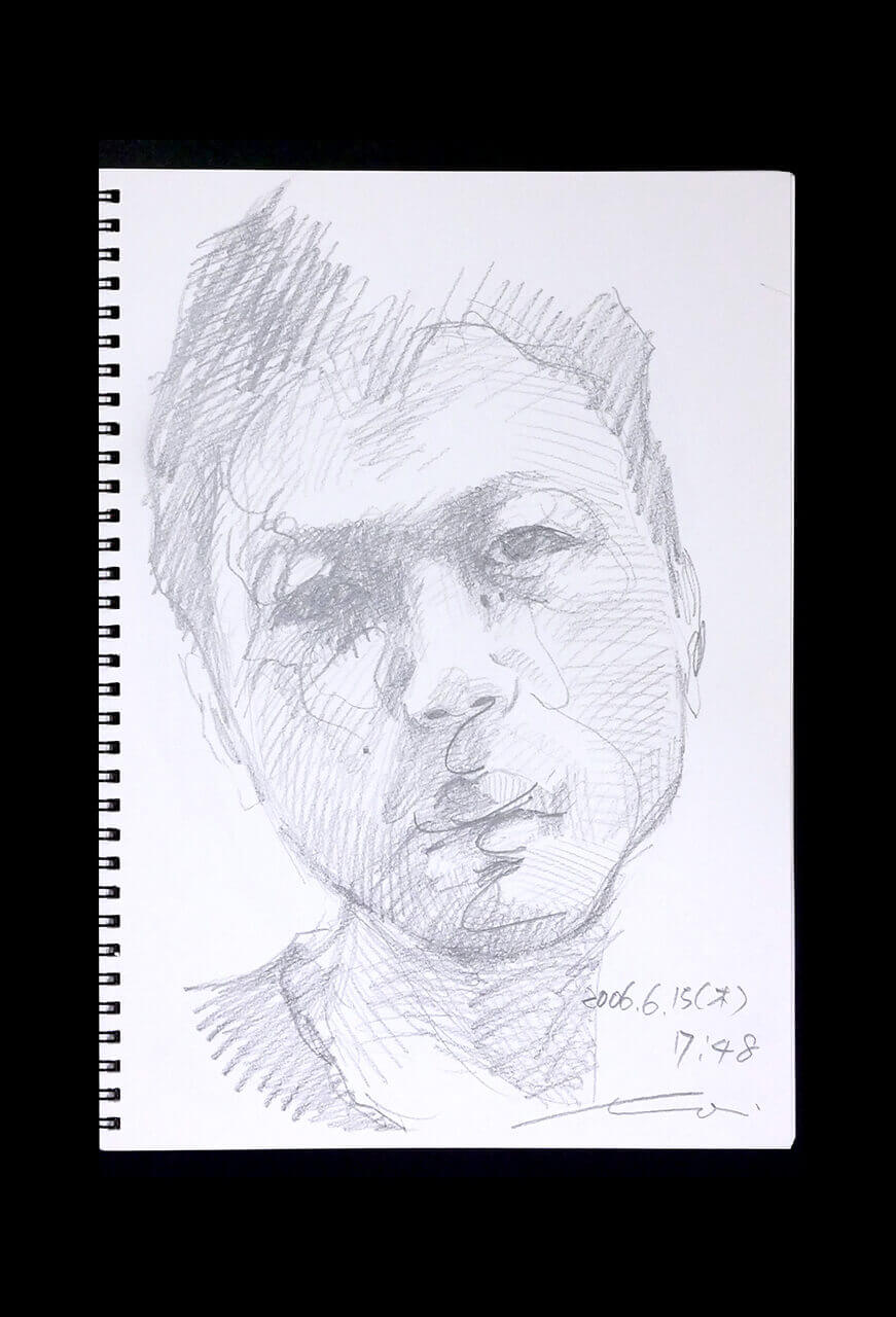 Contemporary artist SHINTAKU Tomoni's 2006/6/15 Self-portrait or pencil drawing