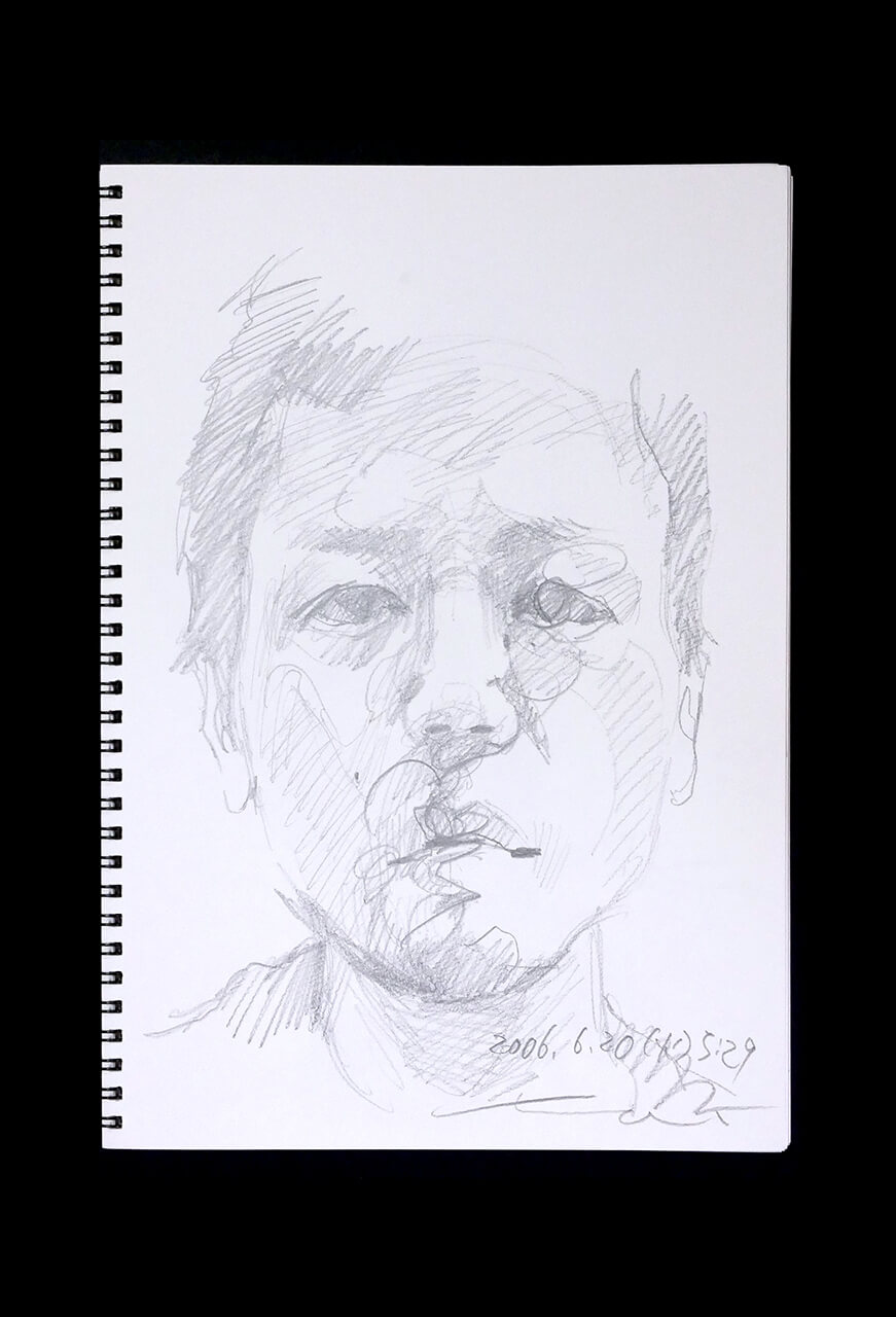 Contemporary artist SHINTAKU Tomoni's 2006/6/20 Self-portrait or pencil drawing