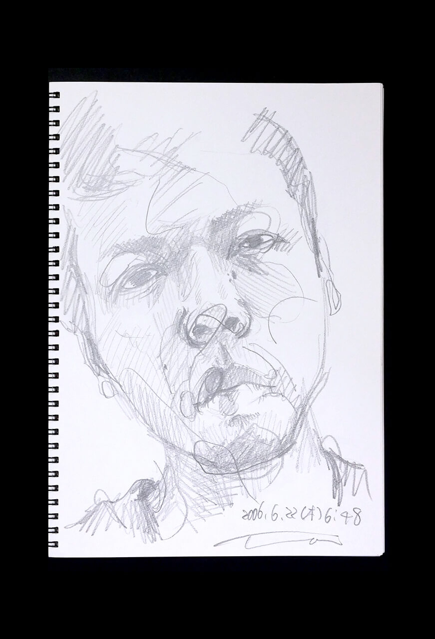 Contemporary artist SHINTAKU Tomoni's 2006/6/22 Self-portrait or pencil drawing