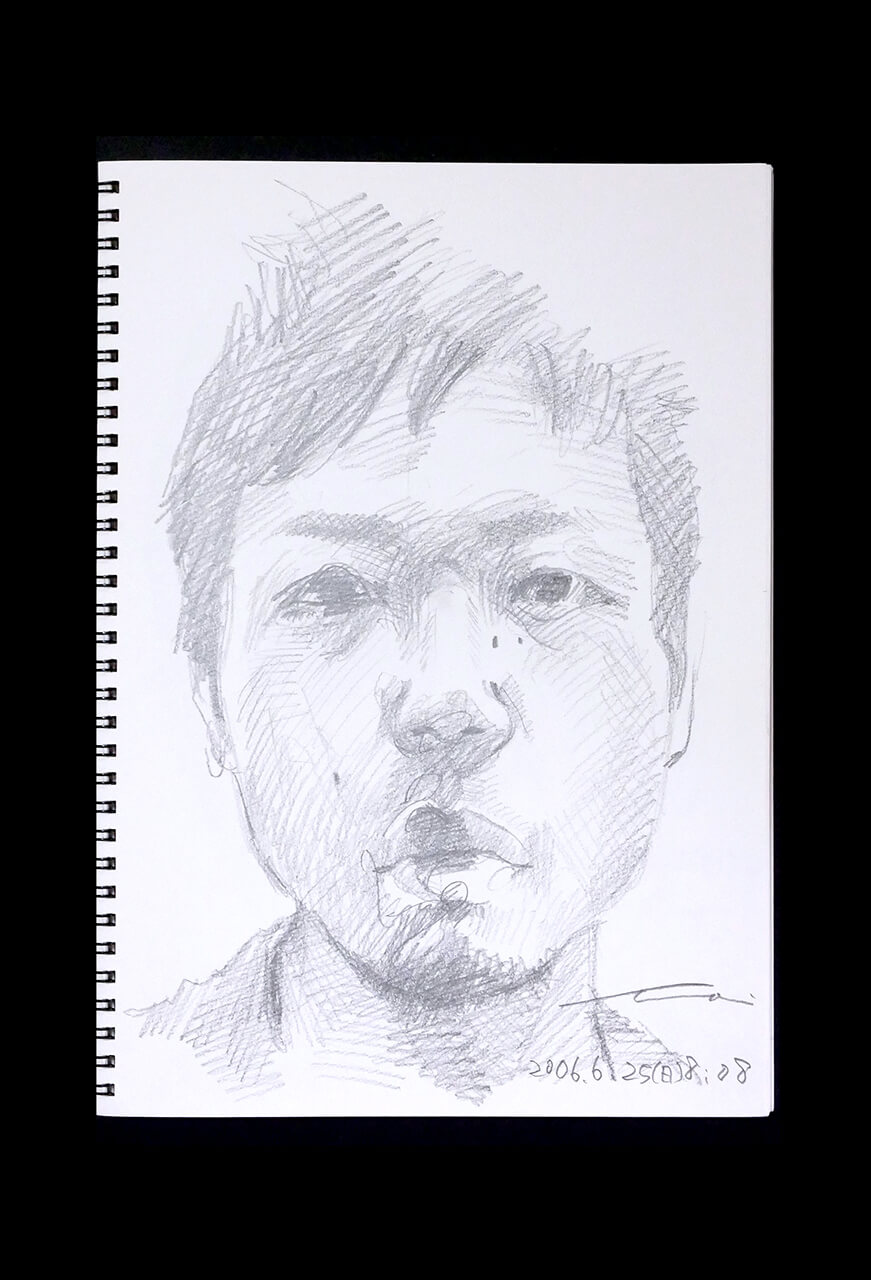 Contemporary artist SHINTAKU Tomoni's 2006/6/25 Self-portrait or pencil drawing