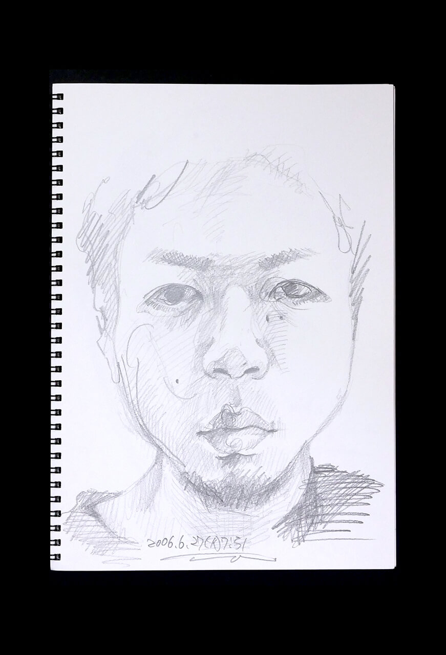 Contemporary artist SHINTAKU Tomoni's 2006/6/27 Self-portrait or pencil drawing