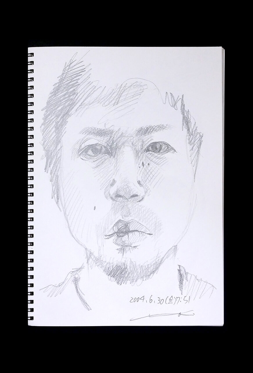 Contemporary artist SHINTAKU Tomoni's 2006/6/30 Self-portrait or pencil drawing