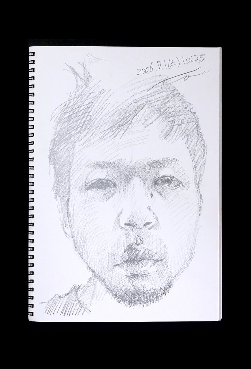 Contemporary artist SHINTAKU Tomoni's 2006/7/1 Self-portrait or pencil drawing