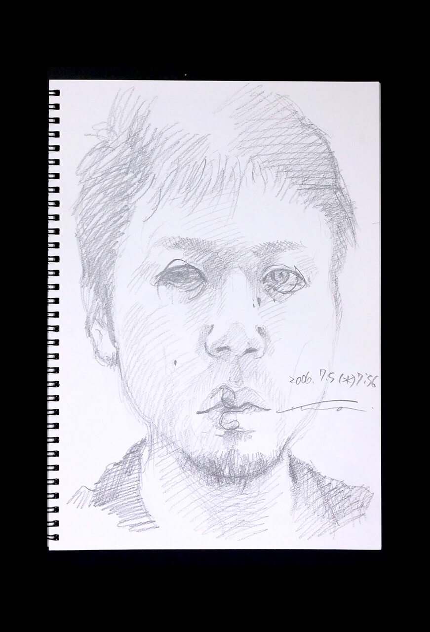 Contemporary artist SHINTAKU Tomoni's 2006/7/5 Self-portrait or pencil drawing