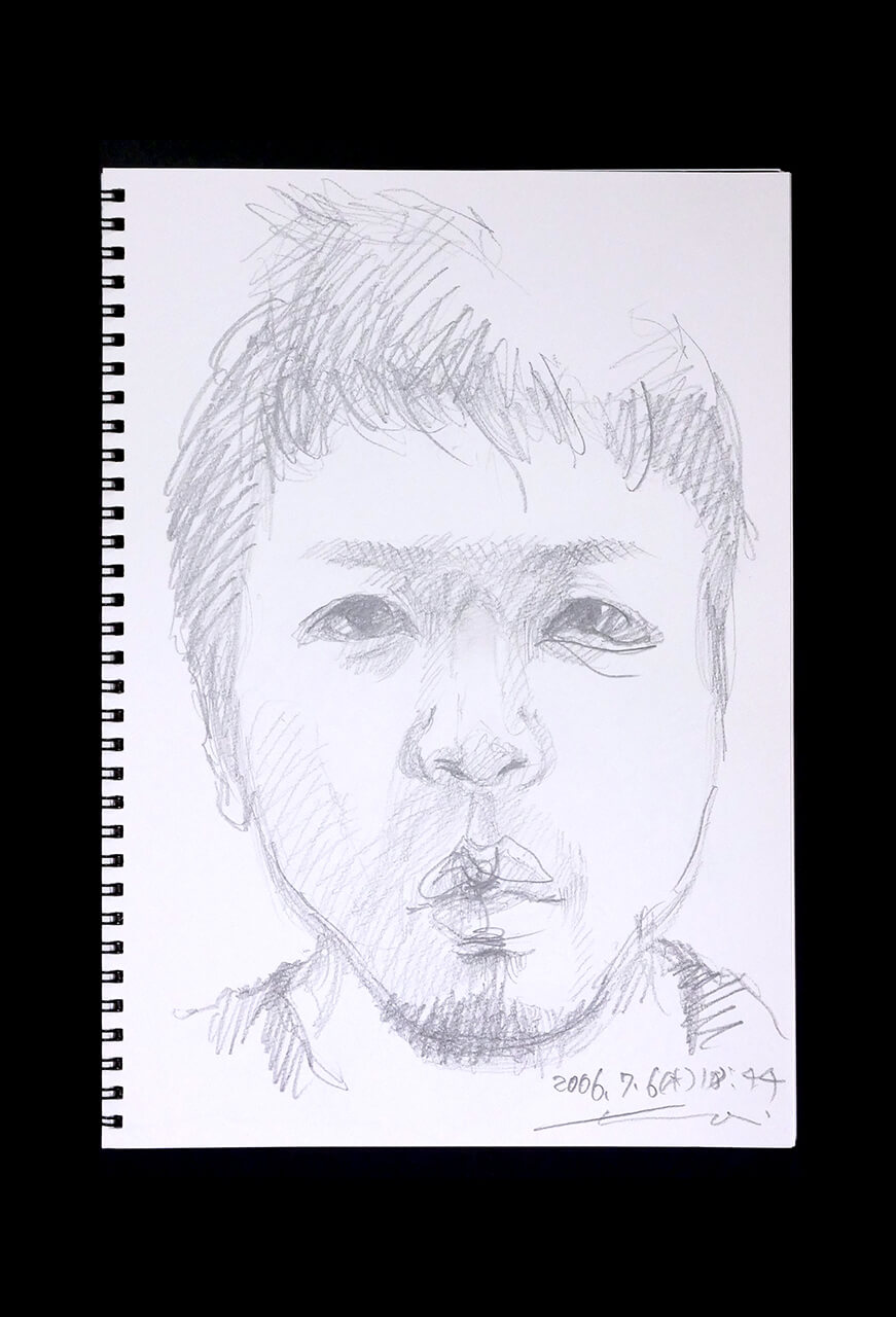 Contemporary artist SHINTAKU Tomoni's 2006/7/6 Self-portrait or pencil drawing
