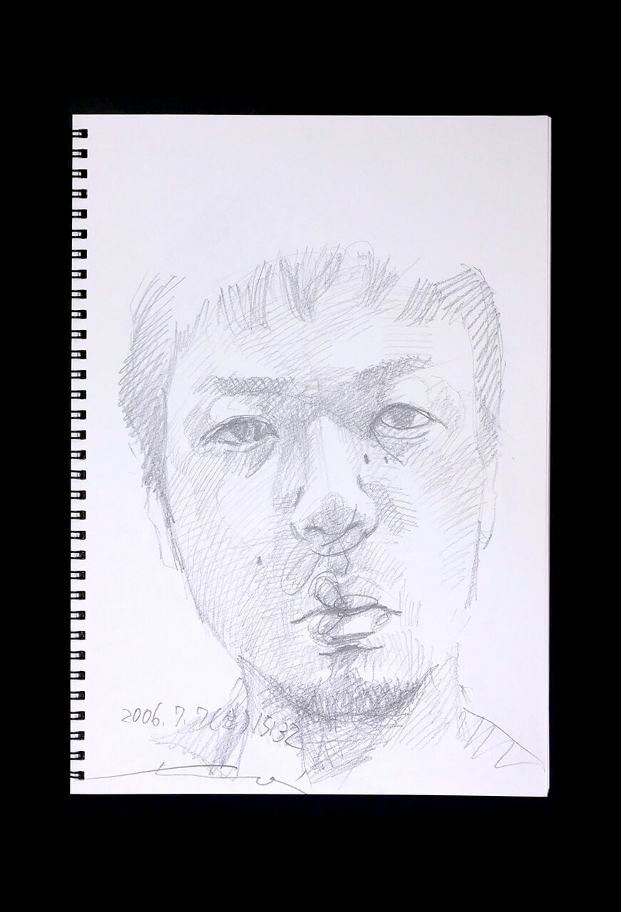Contemporary artist SHINTAKU Tomoni's 2006/7/7 Self-portrait or pencil drawing