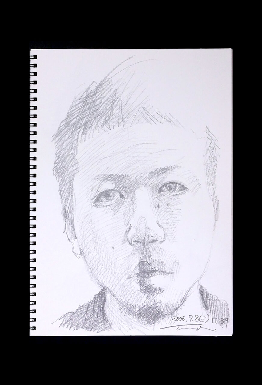 Contemporary artist SHINTAKU Tomoni's 2006/7/8 Self-portrait or pencil drawing