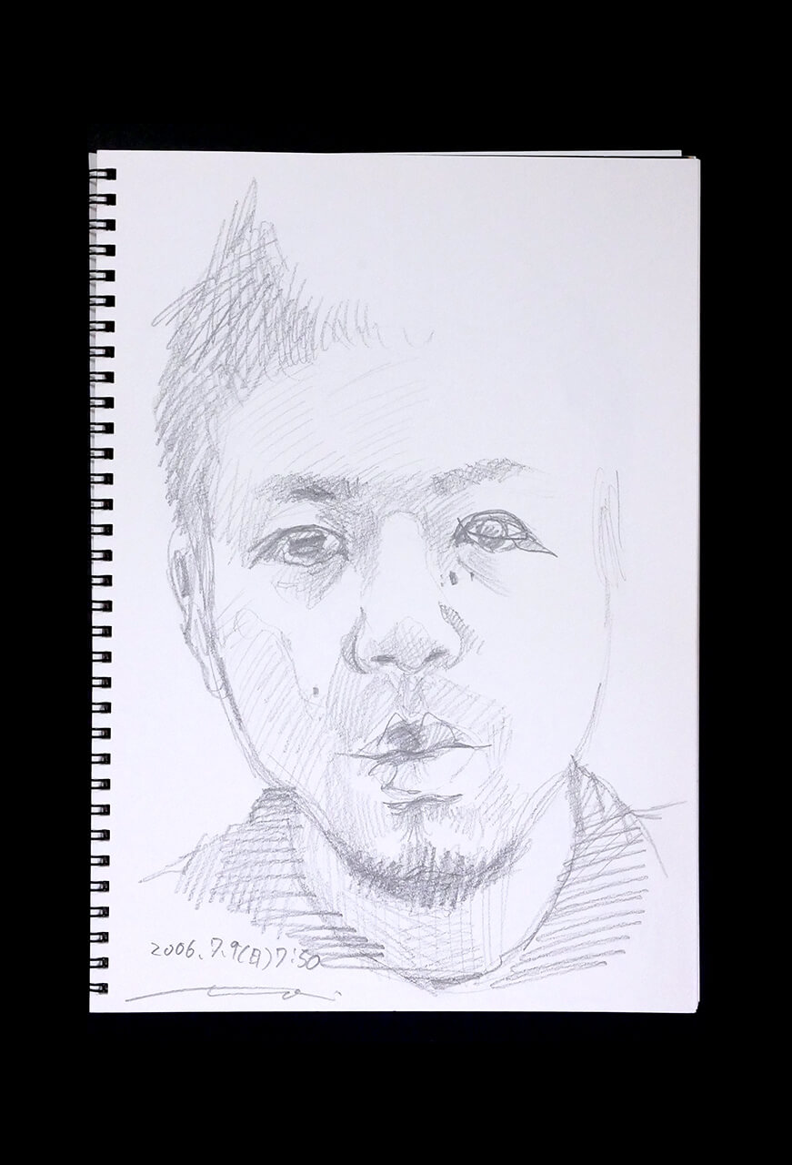 Contemporary artist SHINTAKU Tomoni's 2006/7/9 Self-portrait or pencil drawing