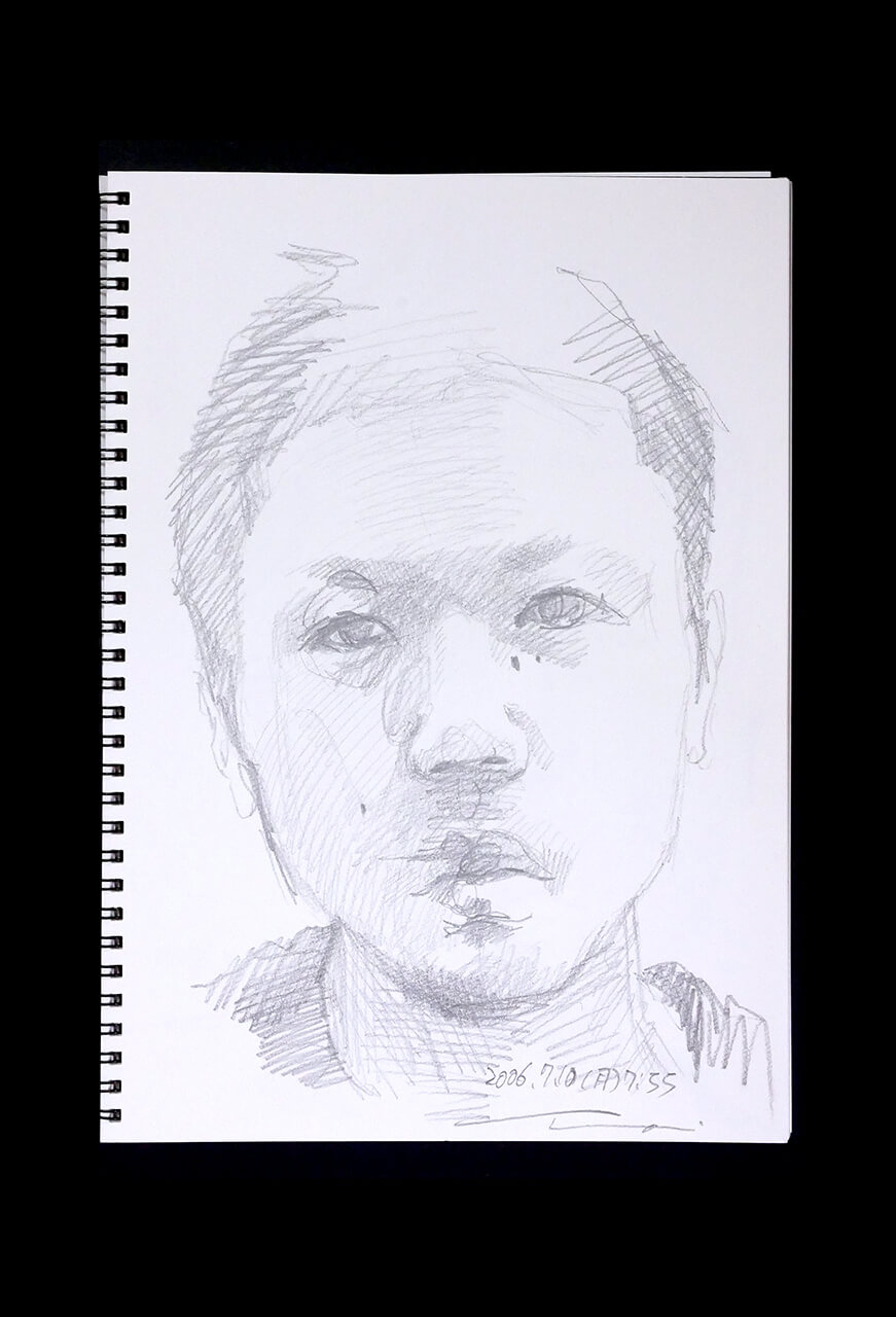 Contemporary artist SHINTAKU Tomoni's 2006/7/10 Self-portrait or pencil drawing