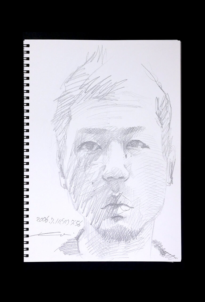 Contemporary artist SHINTAKU Tomoni's 2006/7/11 Self-portrait or pencil drawing