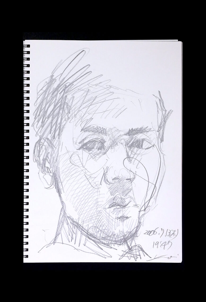 Contemporary artist SHINTAKU Tomoni's 2006/7/13 Self-portrait or pencil drawing