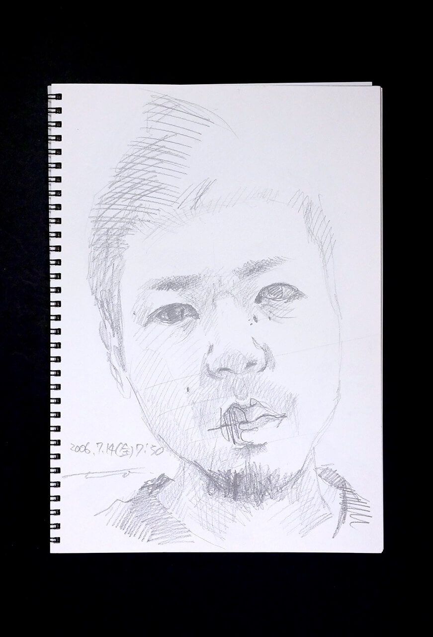 Contemporary artist SHINTAKU Tomoni's 2006/7/14 Self-portrait or pencil drawing