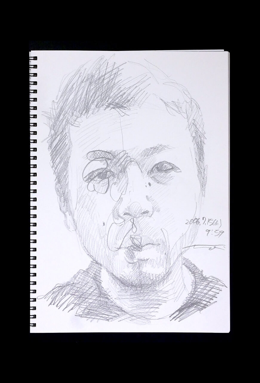 Contemporary artist SHINTAKU Tomoni's 2006/7/15 Self-portrait or pencil drawing