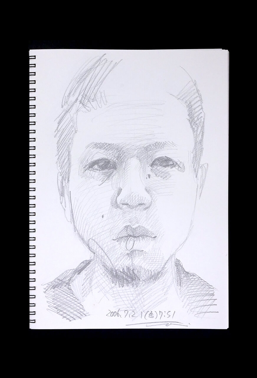 Contemporary artist SHINTAKU Tomoni's 2006/7/21 Self-portrait or pencil drawing
