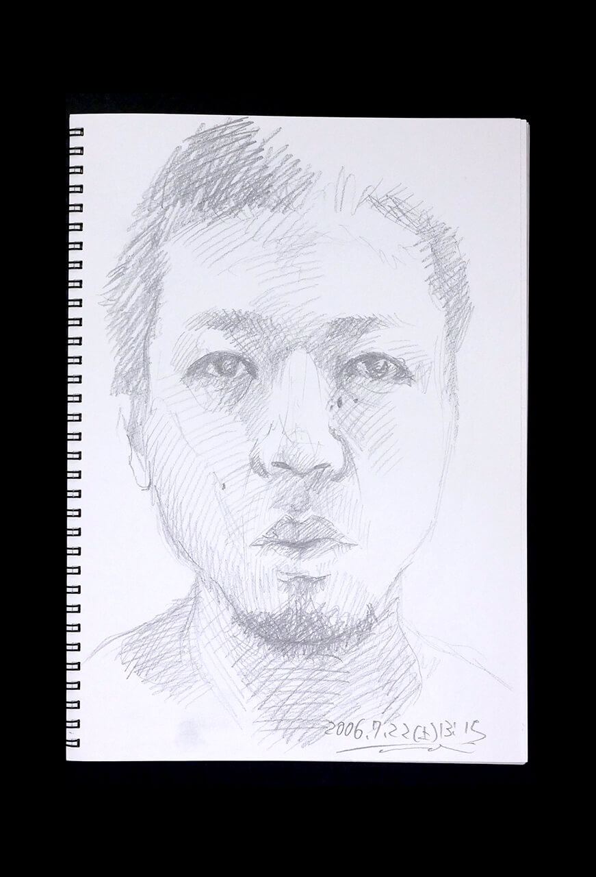Contemporary artist SHINTAKU Tomoni's 2006/7/22 Self-portrait or pencil drawing