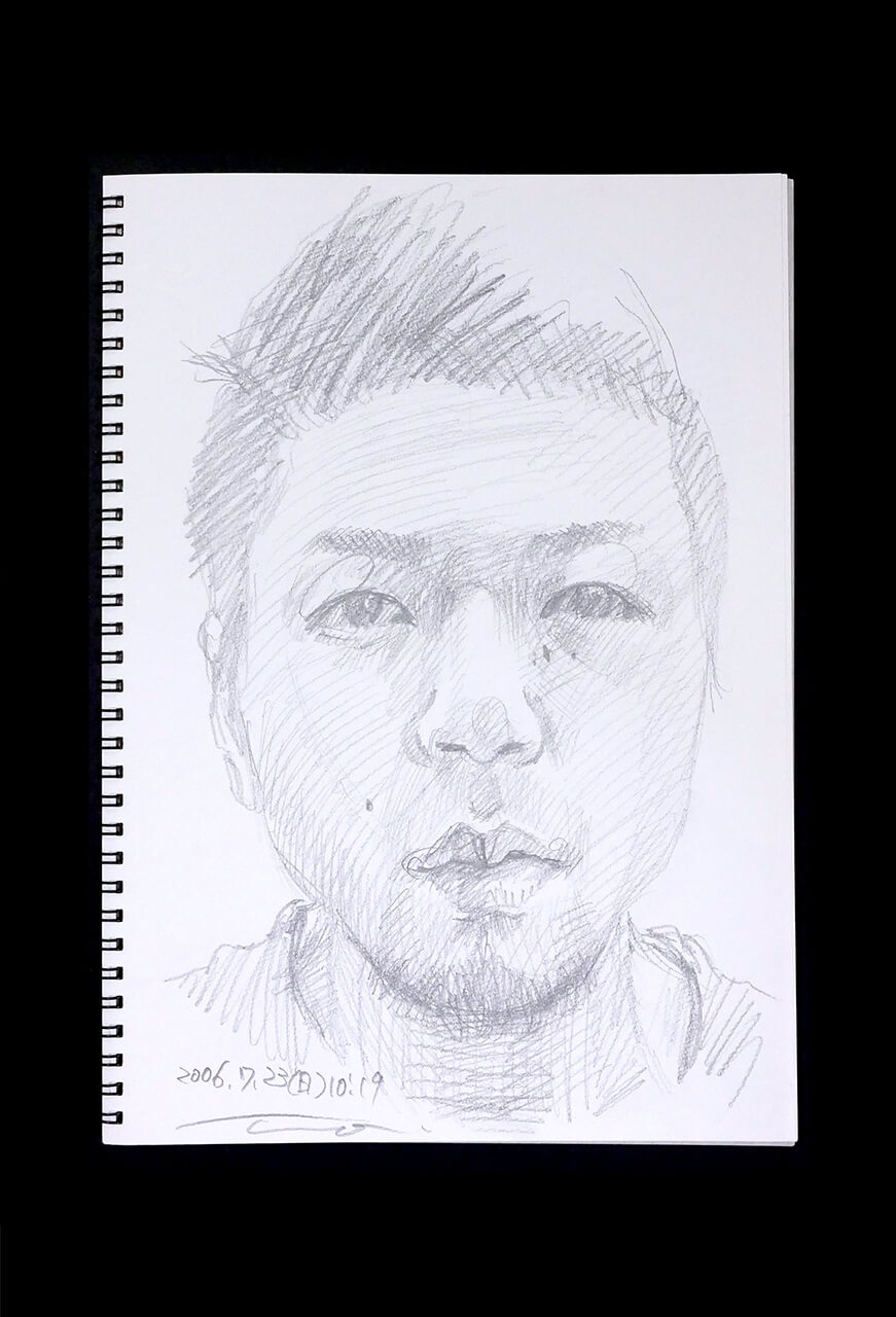 Contemporary artist SHINTAKU Tomoni's 2006/7/23 Self-portrait or pencil drawing