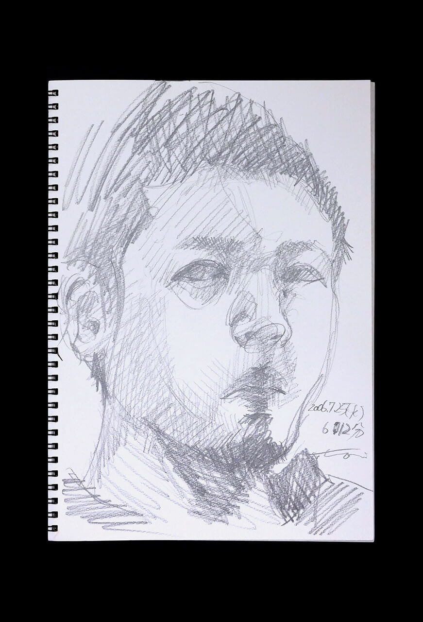 Contemporary artist SHINTAKU Tomoni's 2006/7/25 Self-portrait or pencil drawing