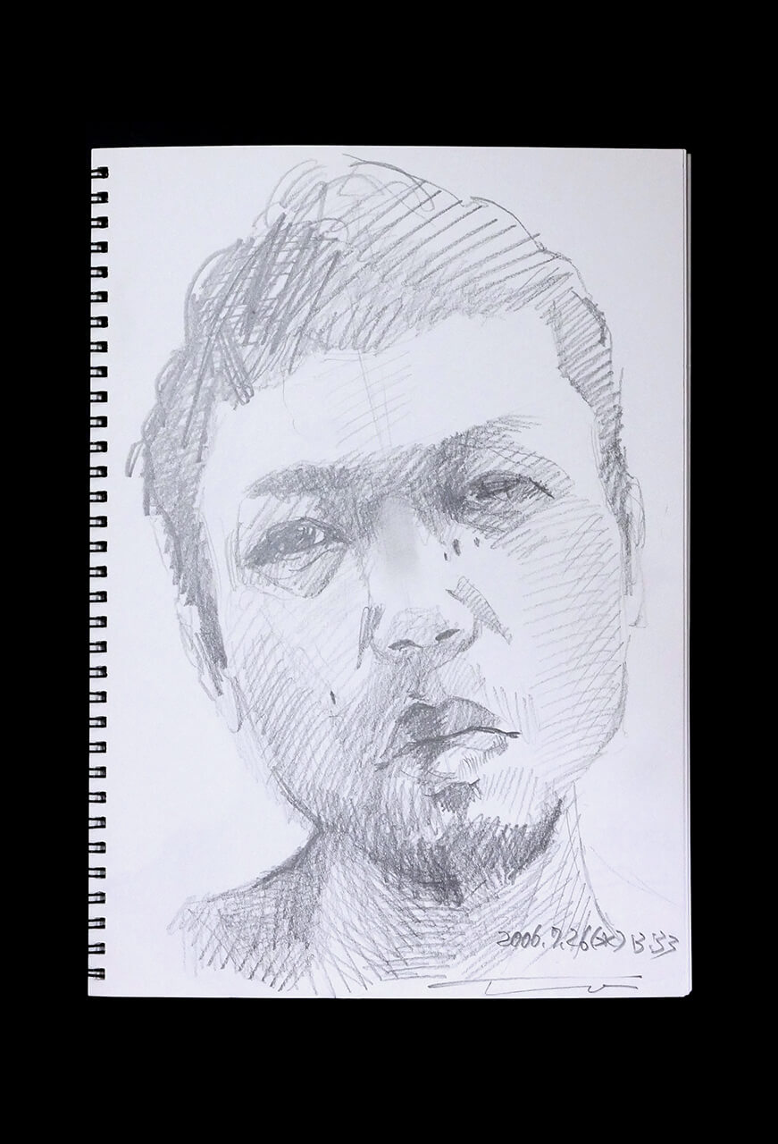 Contemporary artist SHINTAKU Tomoni's 2006/7/26 Self-portrait or pencil drawing