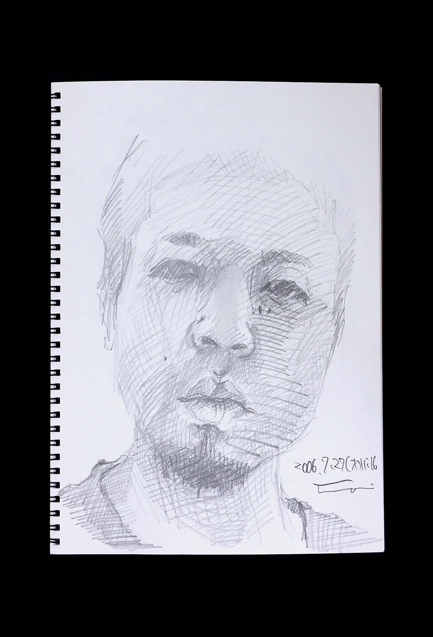 Contemporary artist SHINTAKU Tomoni's 2006/7/27 Self-portrait or pencil drawing