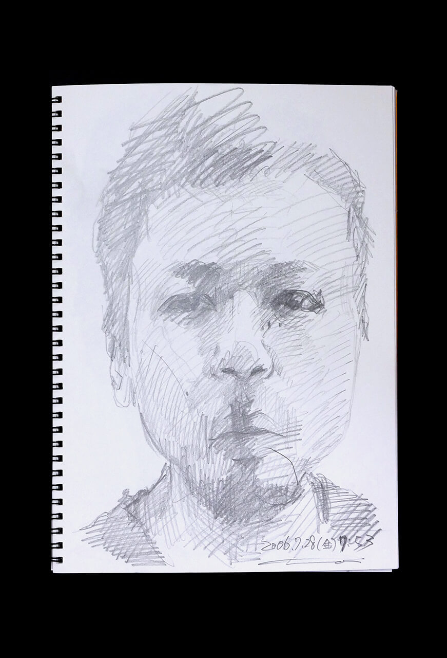 Contemporary artist SHINTAKU Tomoni's 2006/7/28 Self-portrait or pencil drawing