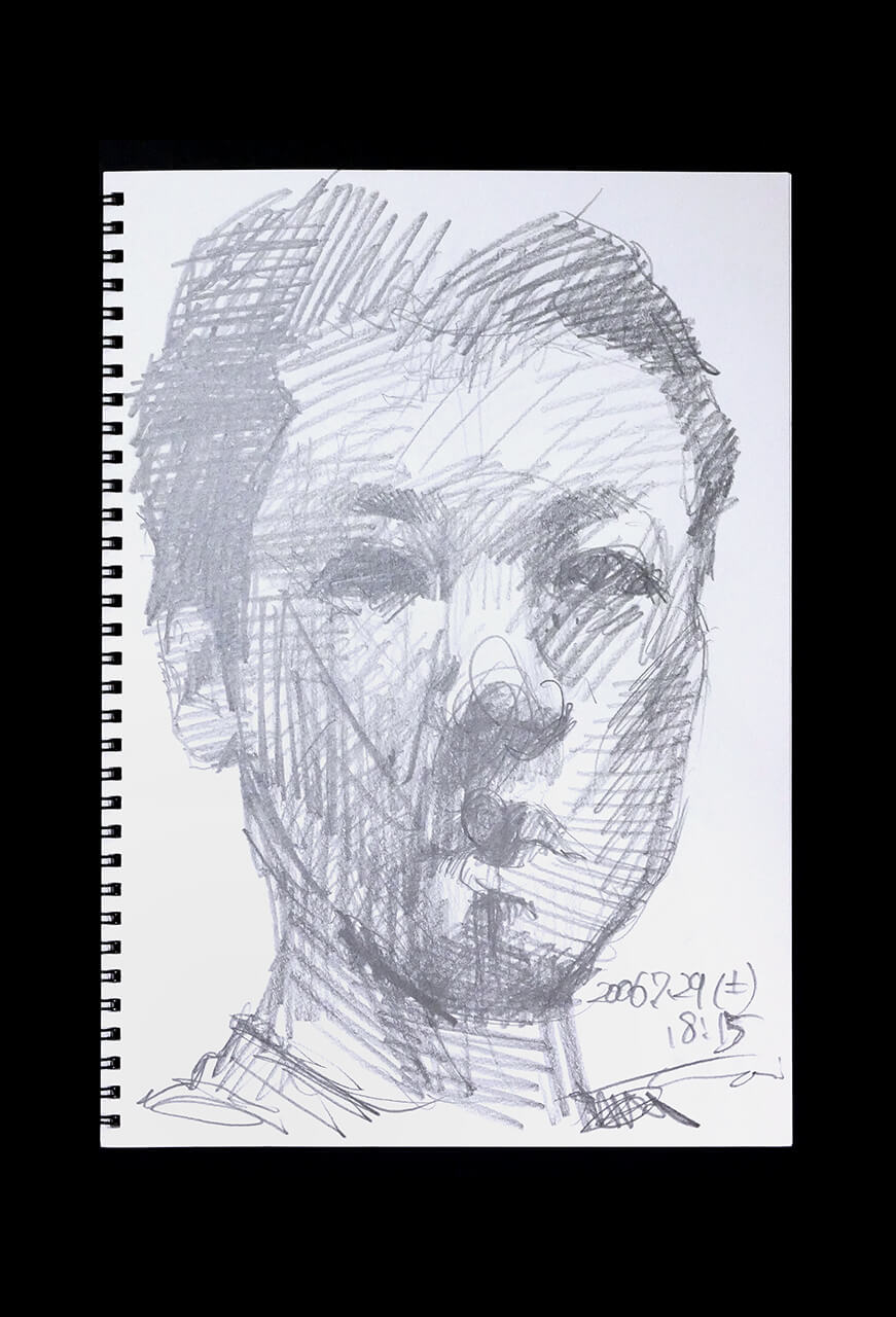 Contemporary artist SHINTAKU Tomoni's 2006/7/29 Self-portrait or pencil drawing