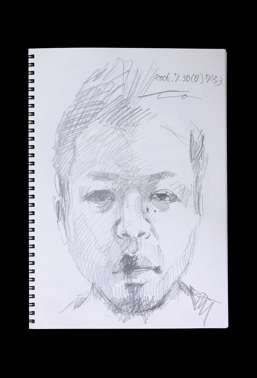 Contemporary artist SHINTAKU Tomoni's 2006/7/30 Self-portrait or pencil drawing