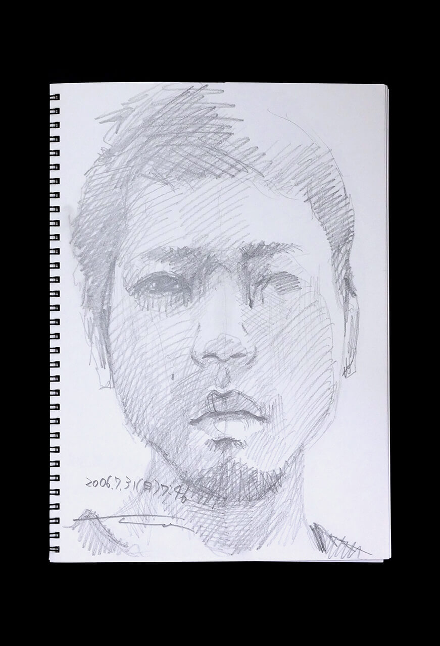 Contemporary artist SHINTAKU Tomoni's 2006/7/31 Self-portrait or pencil drawing