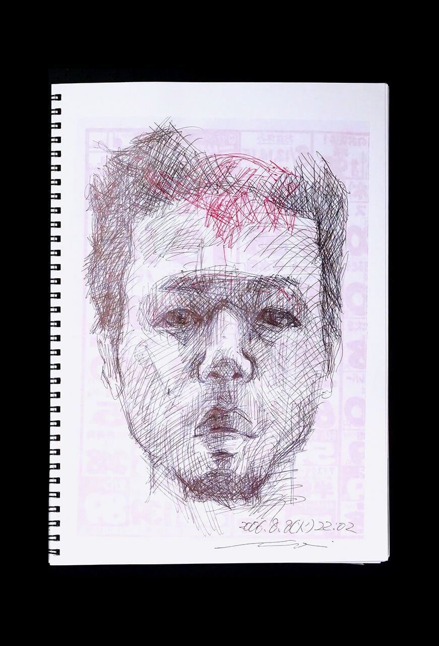 Contemporary artist SHINTAKU Tomoni's 2006/8/8 Self-portrait or pencil drawing