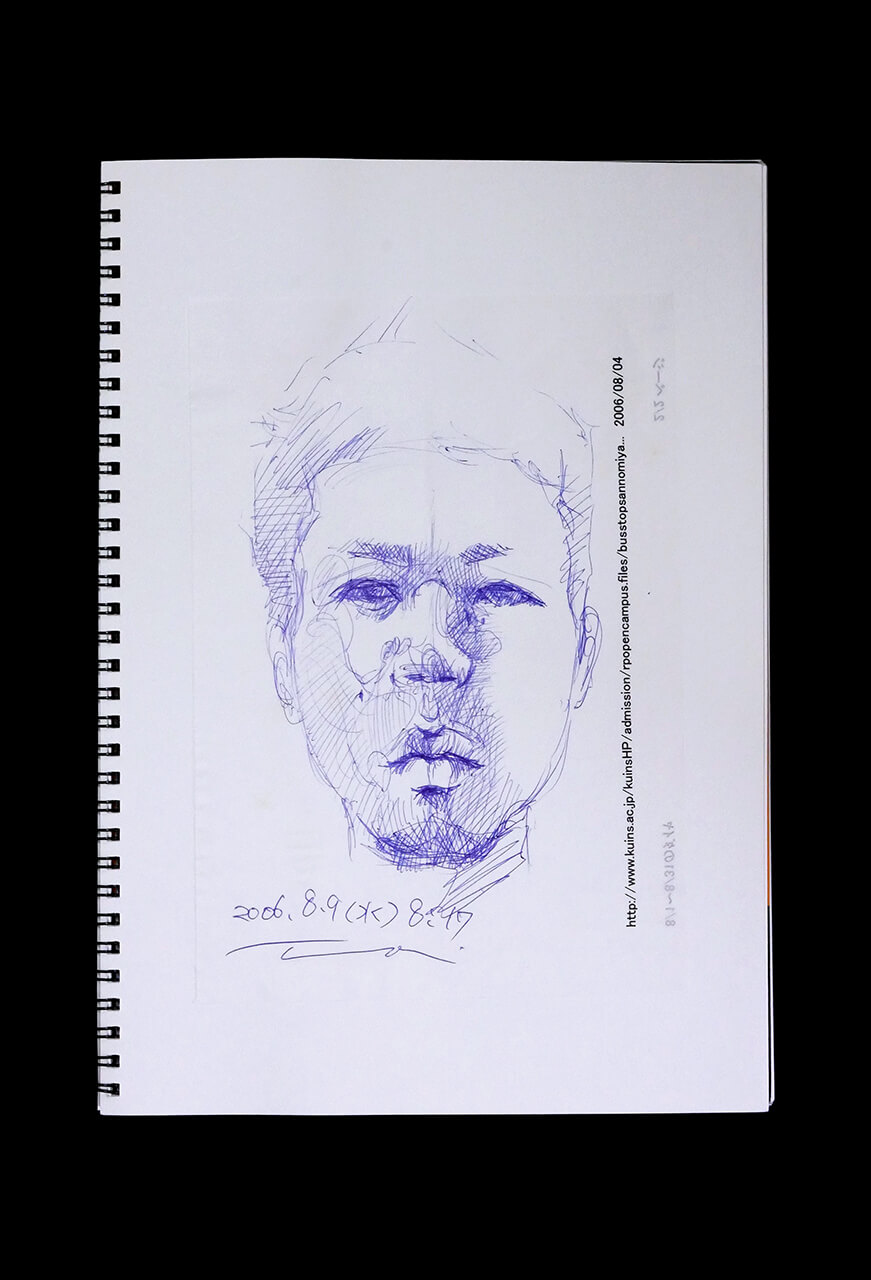 Contemporary artist SHINTAKU Tomoni's 2006/8/9 Self-portrait or pencil drawing